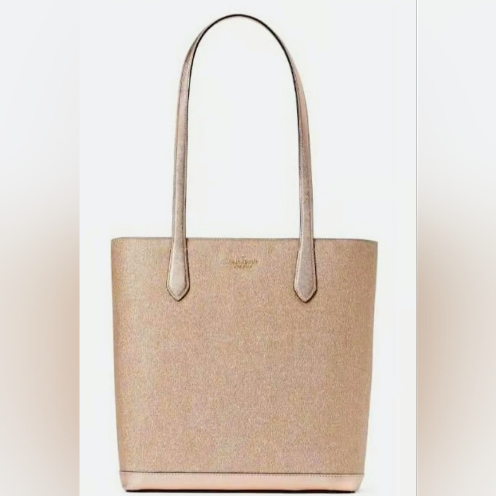 Kate Spade Tinsel Holiday Glitter Rose Gold Tote Bag